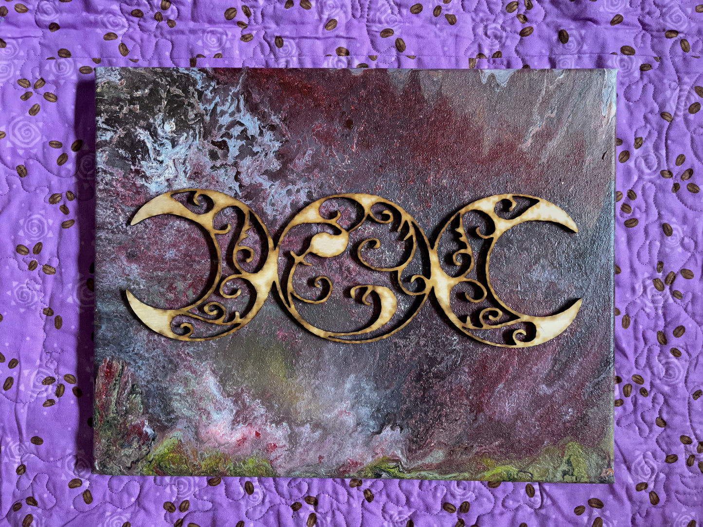 Original Fluid Painting on Canvas, Bodhi Signs