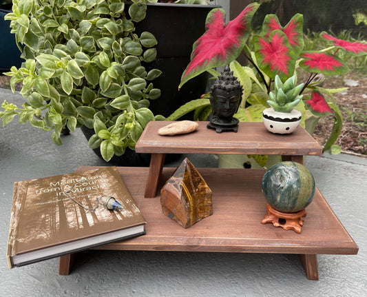 Distressed Burnt Copper Wood Wash Meditation Tables, Home Decor