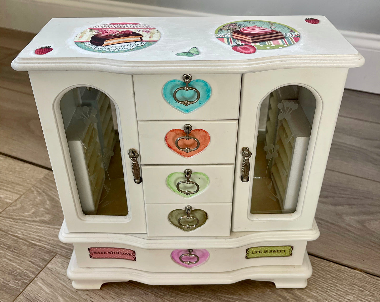 Upcycled Jewerly Cabinet, Little Girls Jewerly Cabinet, Lovecycled