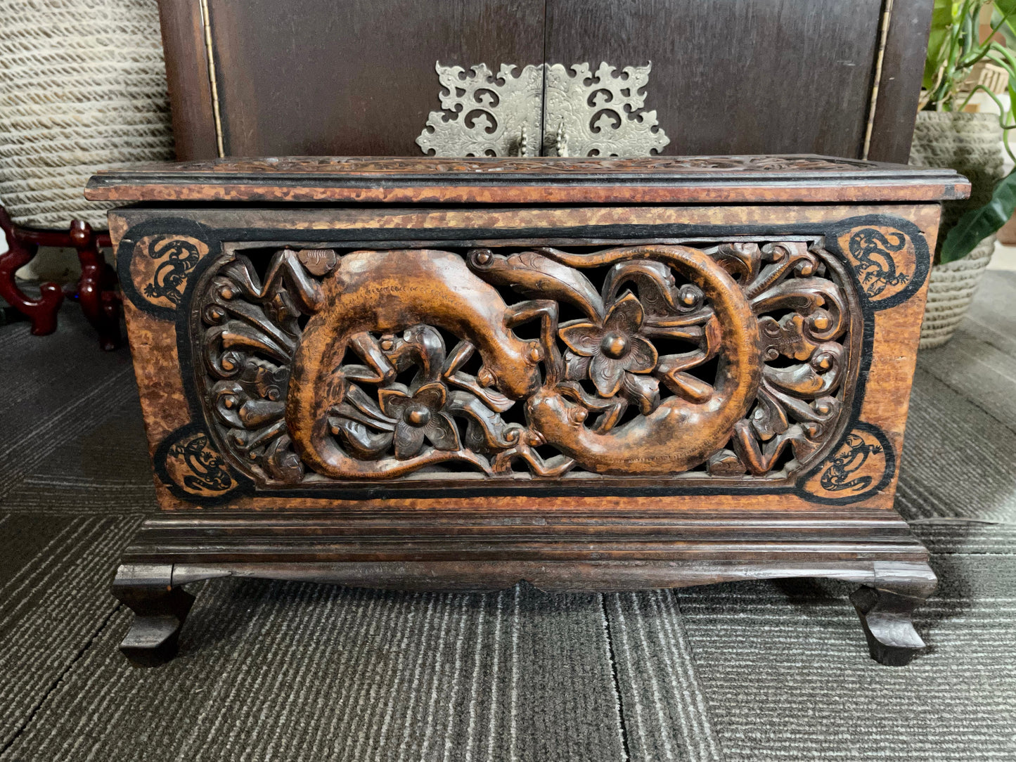FABULOUS Vintage Ornate Trunk from Indonesia, Old World Vintage