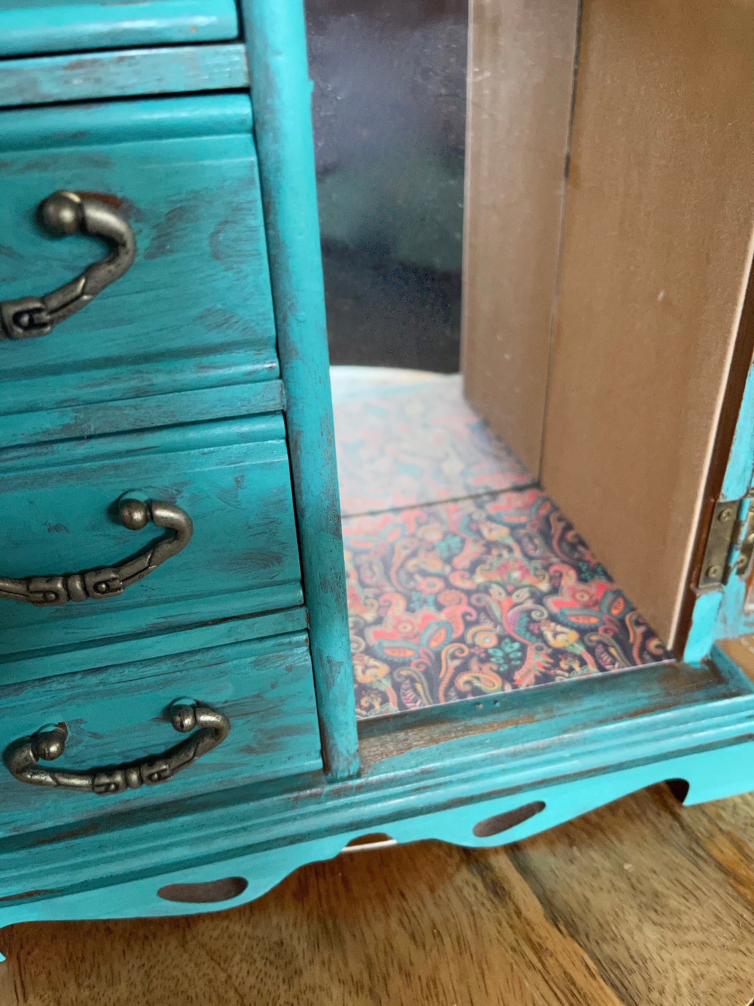 Vintage Jewelry Cabinet Redo with Paint and Mod Podge - Garden Sanity by  Pet Scribbles