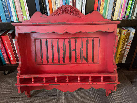 Gorgeous Vintage Red Kitchen Cabinet, Primitive Style, Home Decor