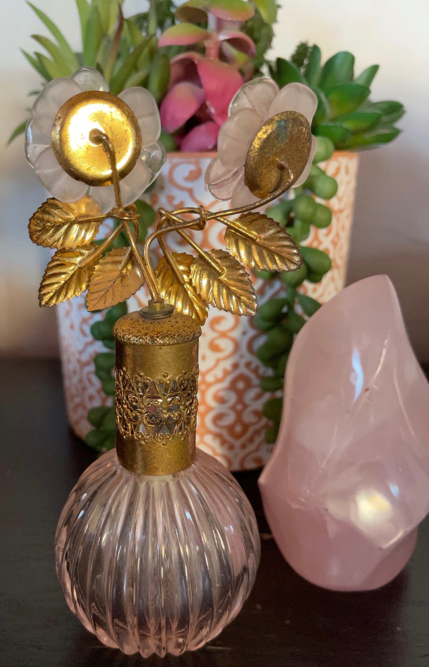 Gift Set, Vintage Floral Perfume Bottle, Old World Vintage, Crystal Magic