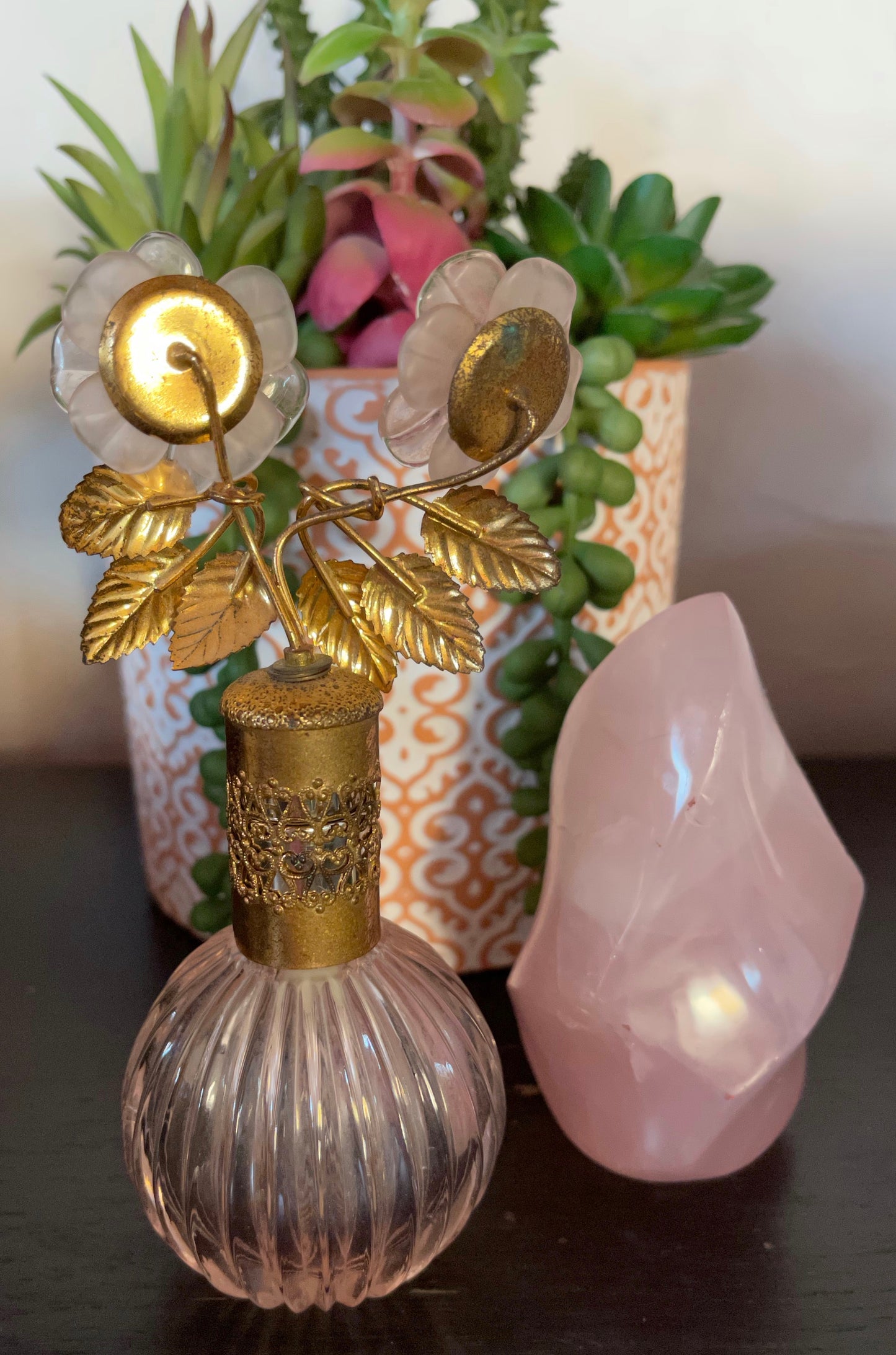 Gift Set, Vintage Floral Perfume Bottle, Old World Vintage, Crystal Magic