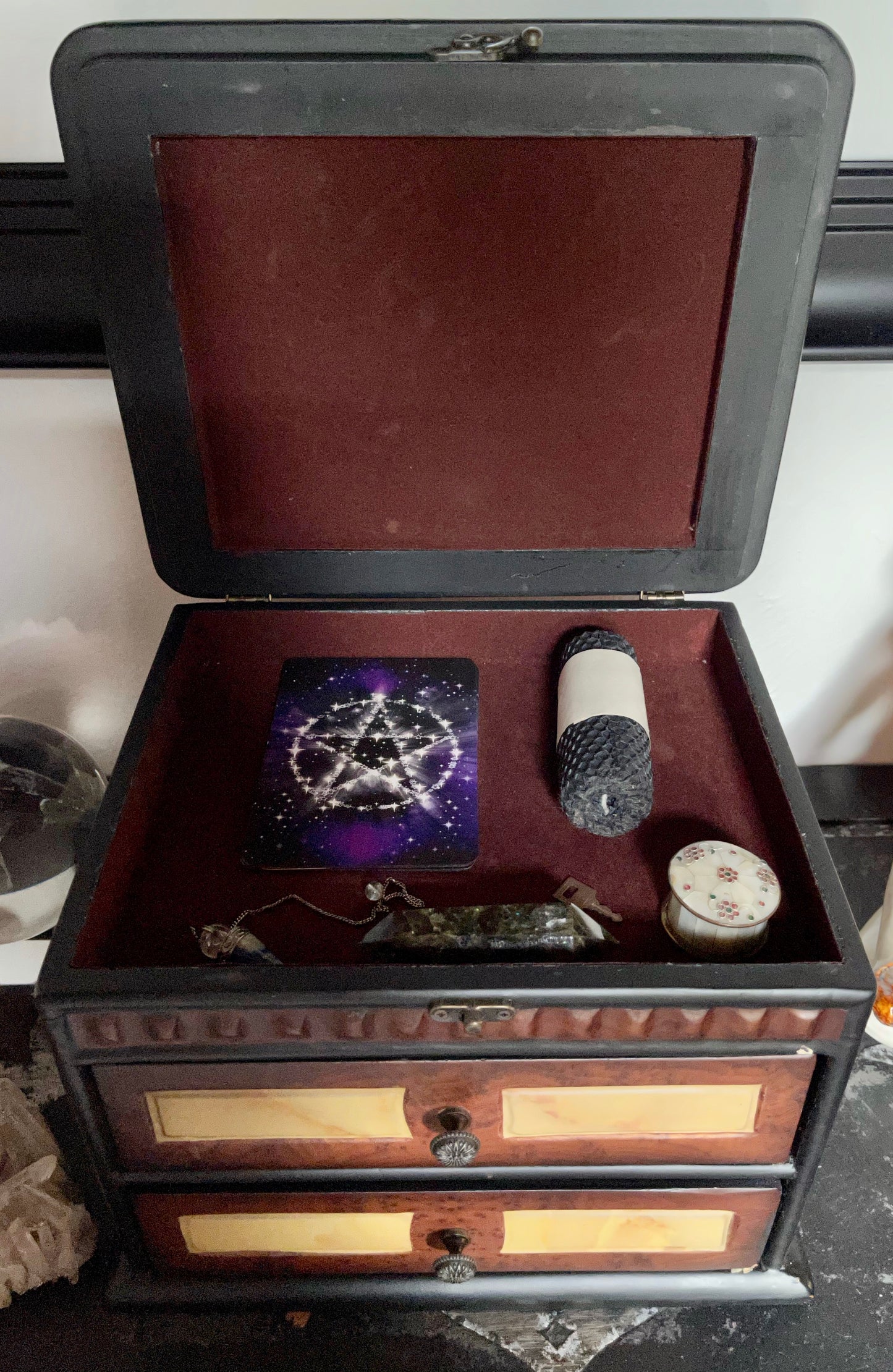 Oddities Chest, Vintage Chest, Tarot Card Chest, Home Decor