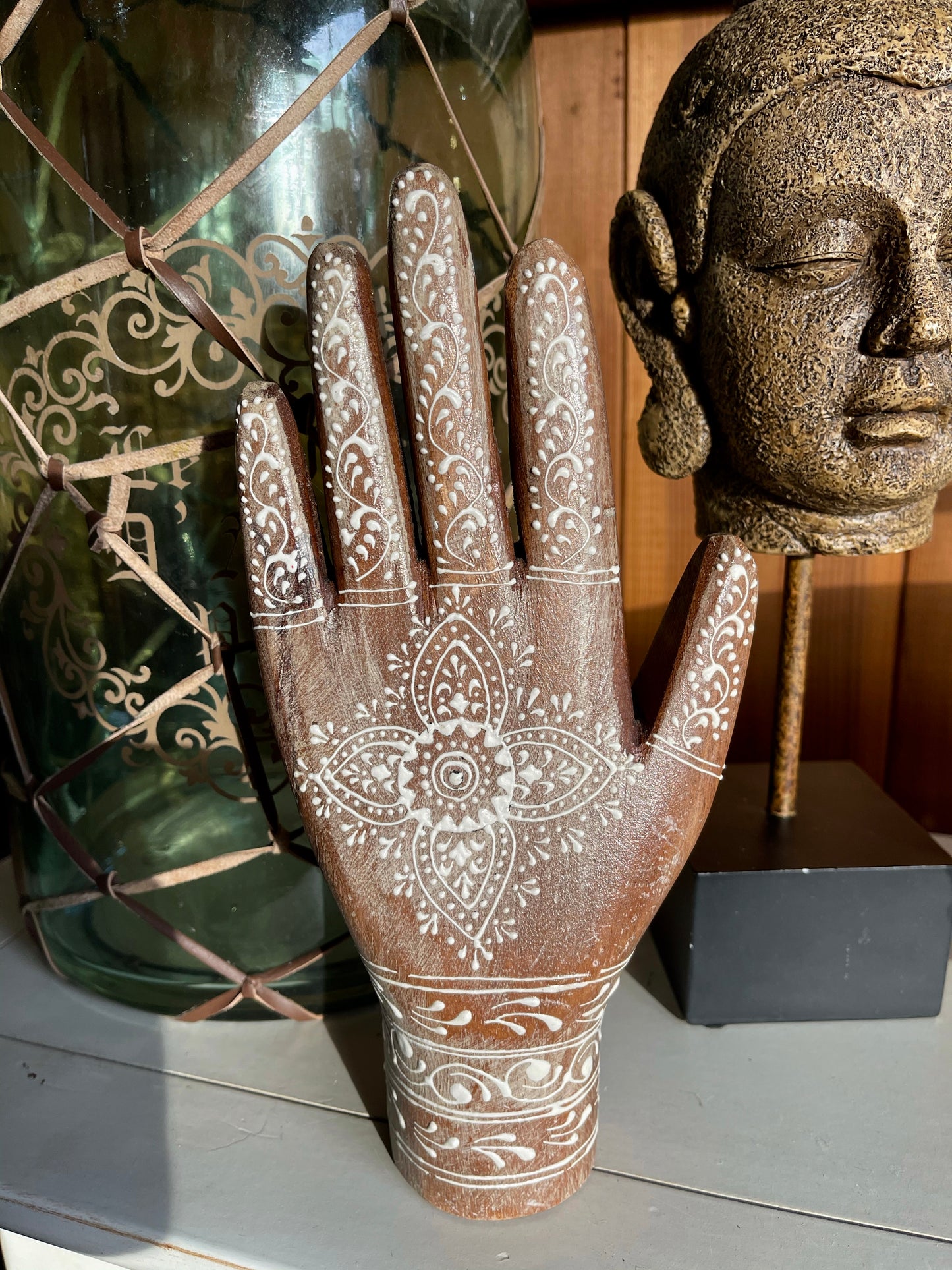 Spirited Bohemian Vintage Hand, Painted Wooden Hand, Home Decor