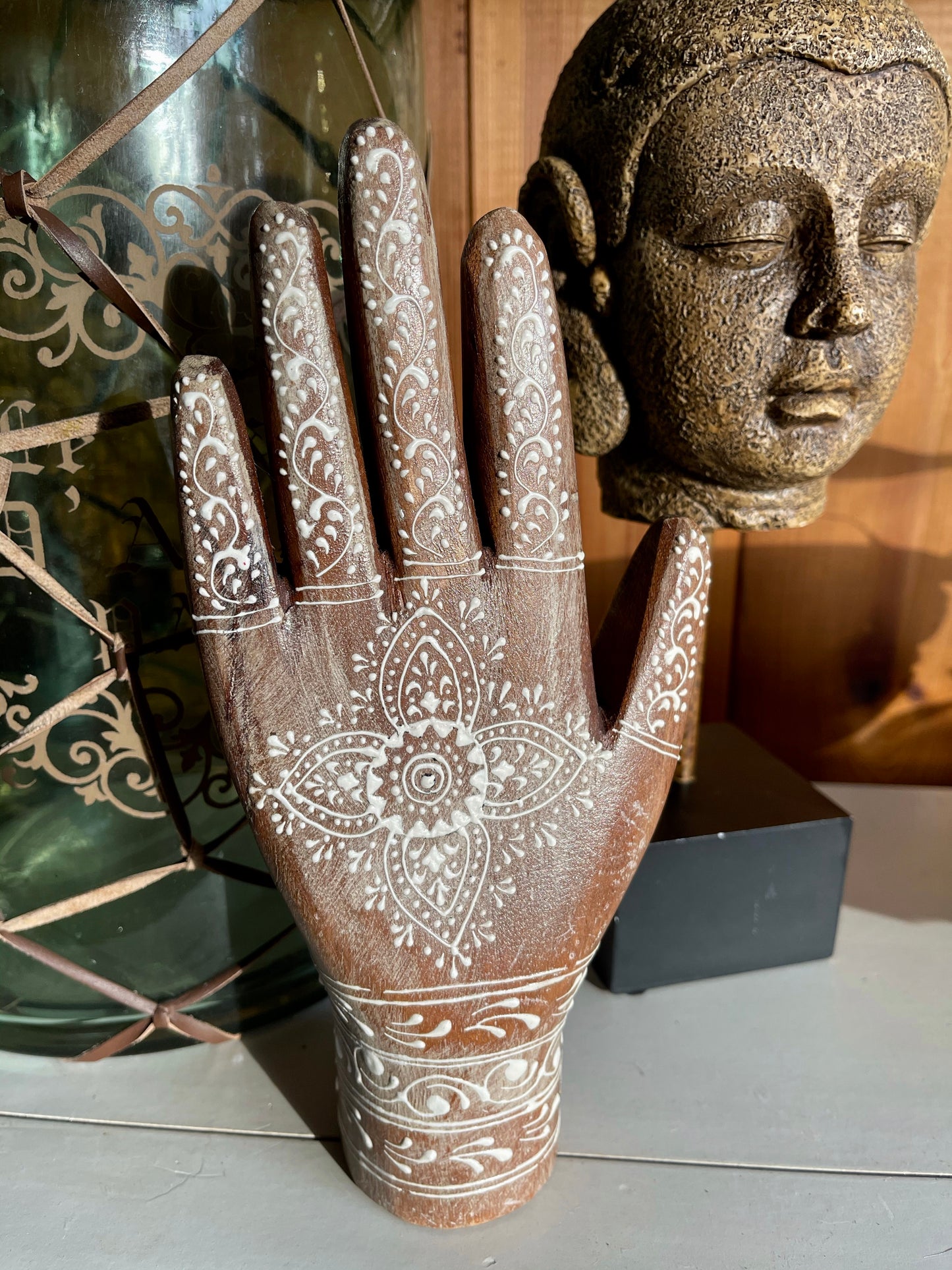 Spirited Bohemian Vintage Hand, Painted Wooden Hand, Home Decor