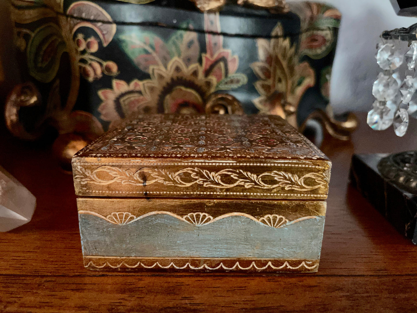 Striking Vintage Trinket Box, Made in France, Old World Vintage