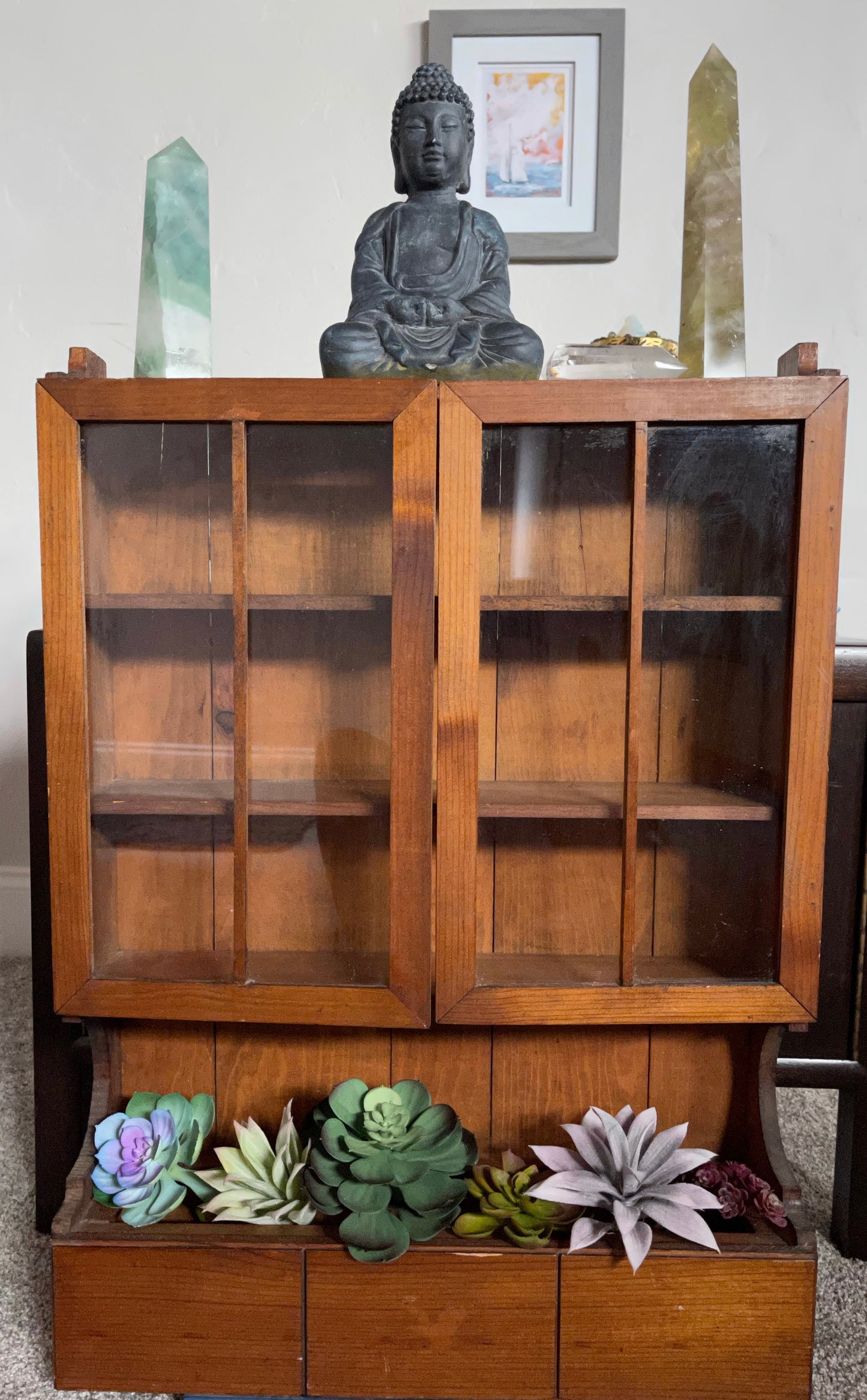 Handsome Primitive Cabinet, Old World Vintage