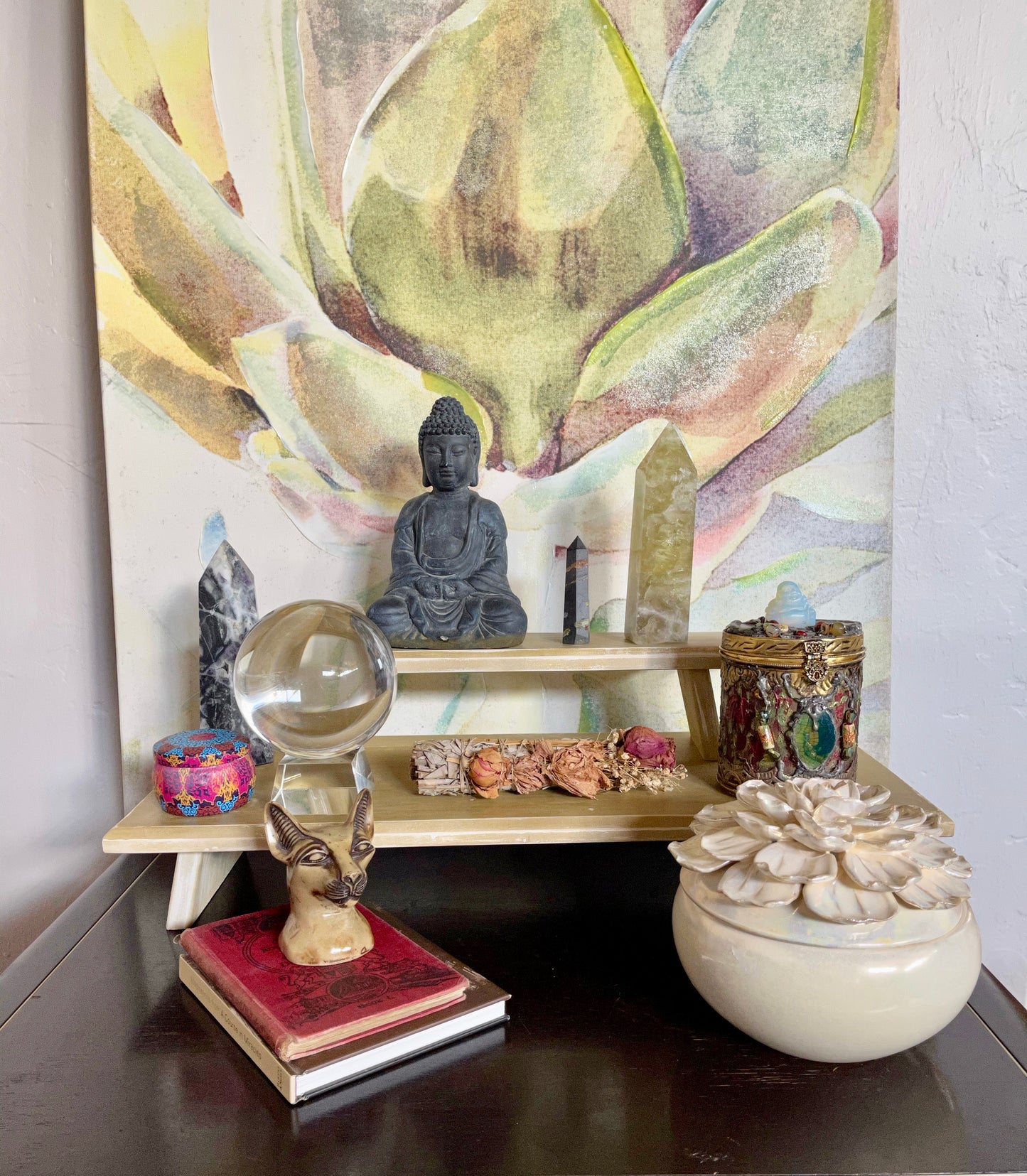 Golden Prosperity Meditation Table Set,  Home Decor