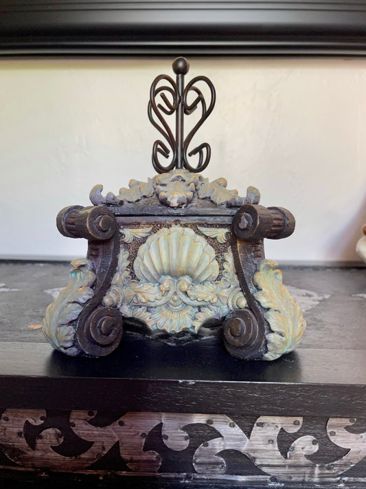 French Glam Footed Box, Ornate Scalloped Box, Old World Vintage