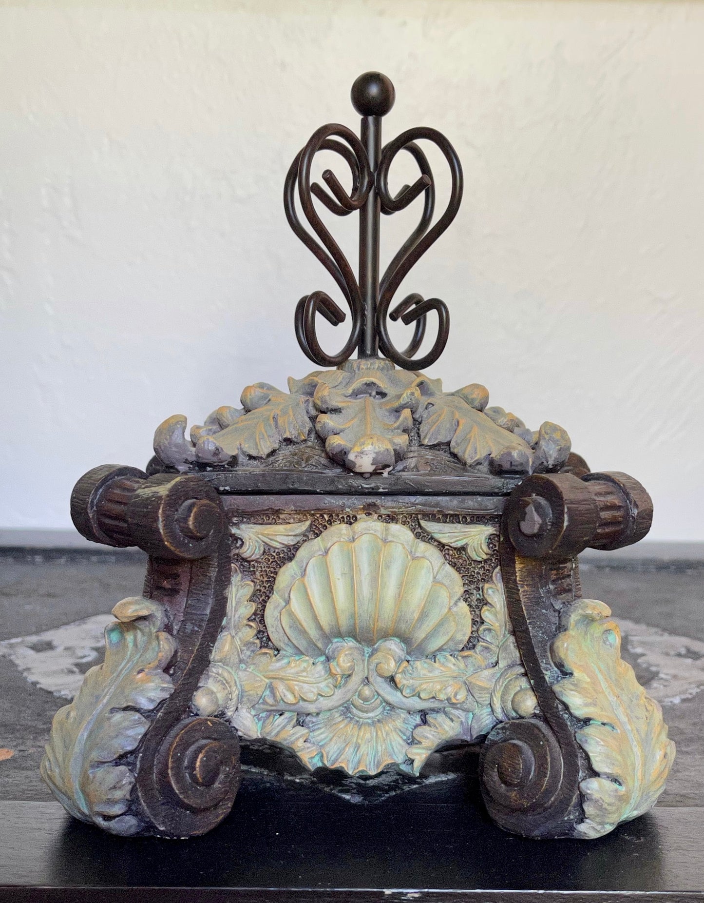French Glam Footed Box, Ornate Scalloped Box, Old World Vintage