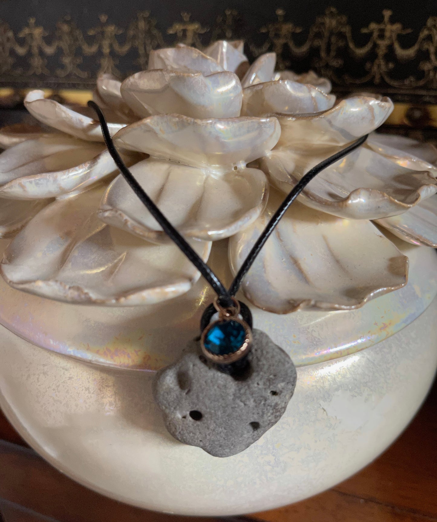 Hag Stone Pendant, Choose Your Birthstone Crystal, Bodhi Jewelry