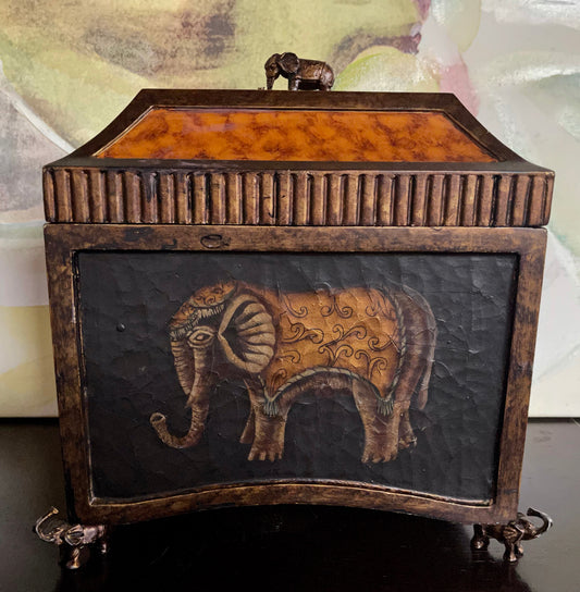 Uniquely Beautiful Elephant Decorators Box, Elephant Chest, Home Decor