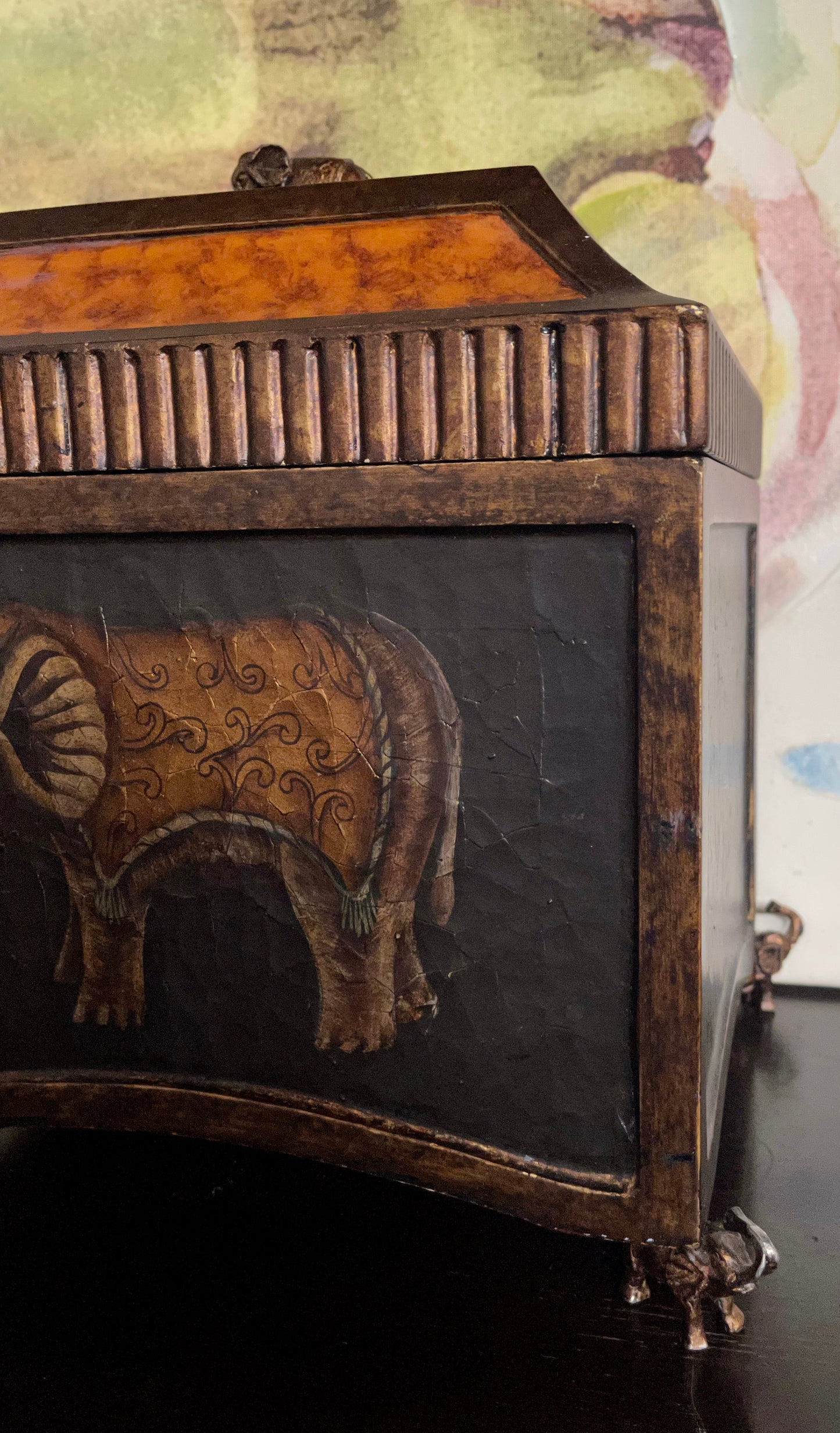 Uniquely Beautiful Elephant Decorators Box, Elephant Chest, Home Decor