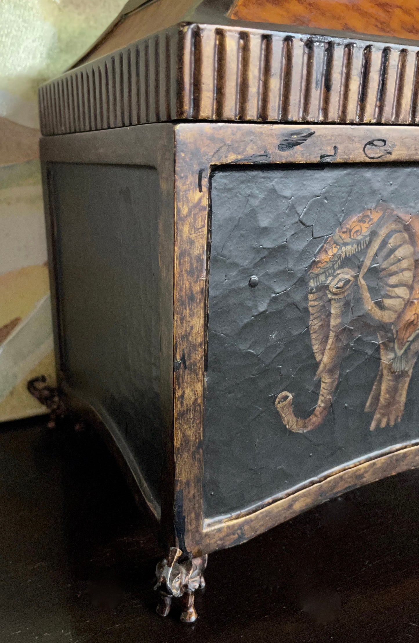 Uniquely Beautiful Elephant Decorators Box, Elephant Chest, Home Decor