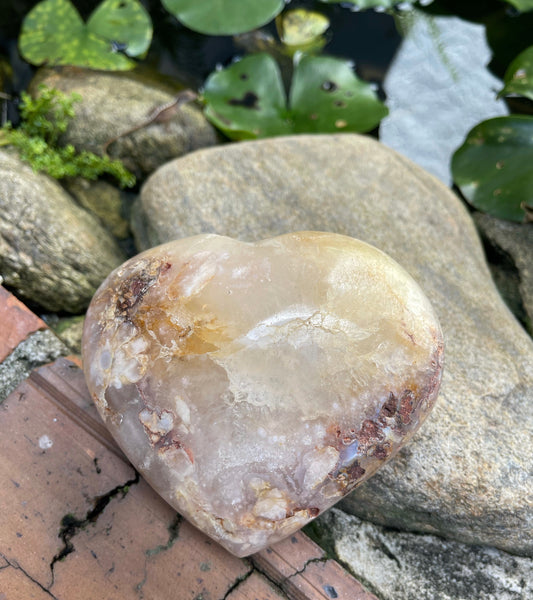 Large Agate Heart, 1.1 lbs, Cherry Blossom Agate, Crystal Magic