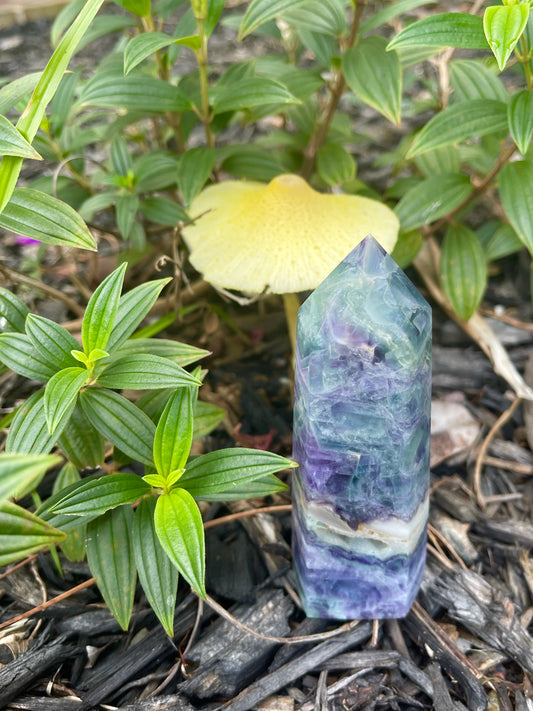 Rainbow Fluorite Tower with Natural Opening, Crystal Magic