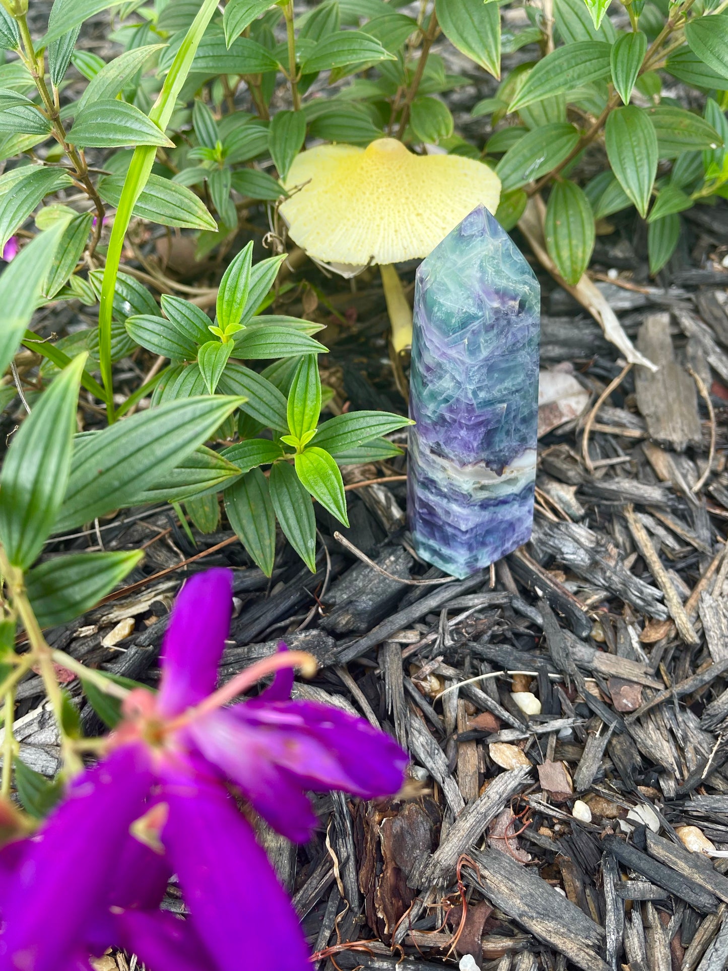 Rainbow Fluorite Tower with Natural Opening, Crystal Magic