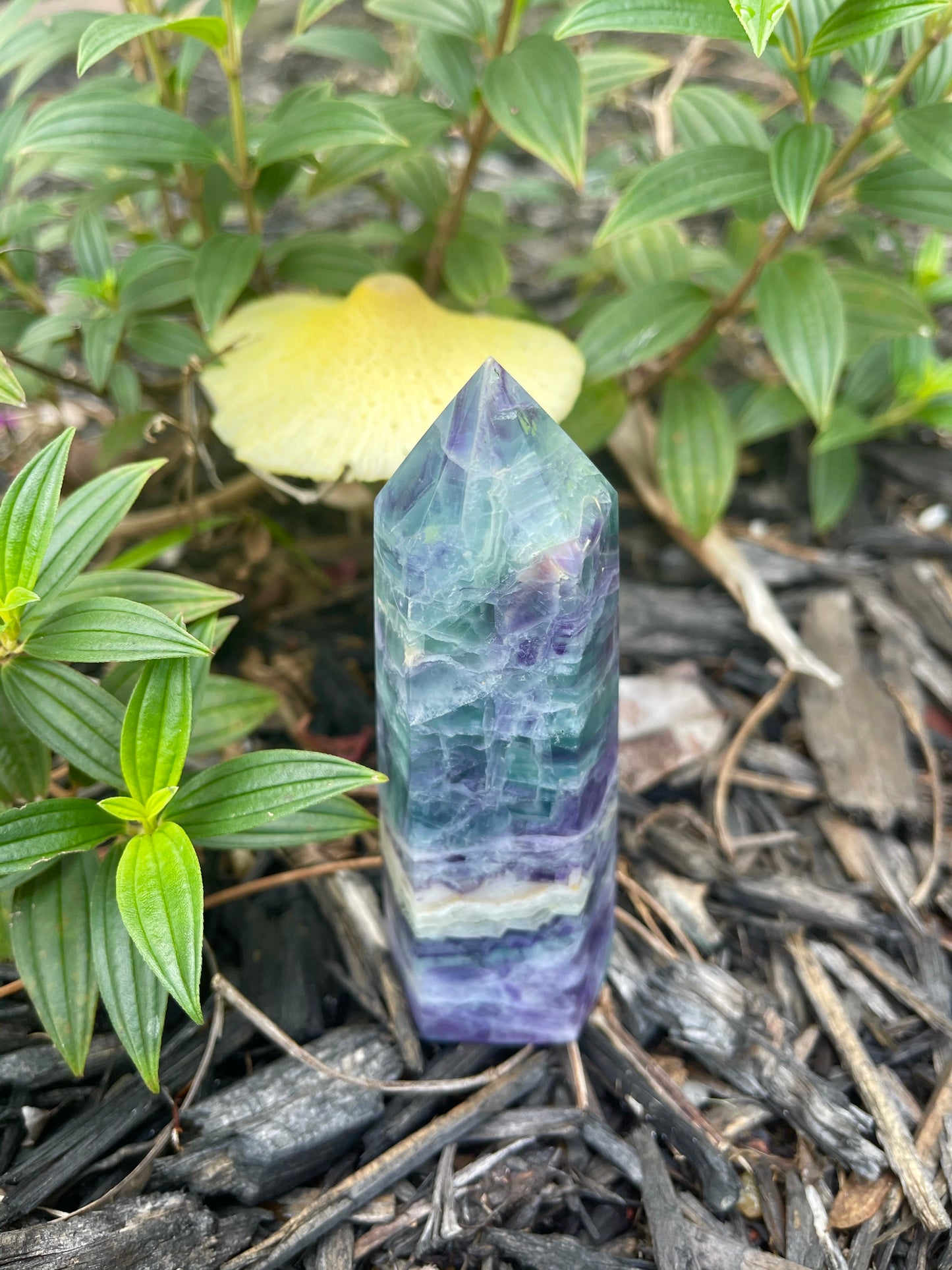Rainbow Fluorite Tower with Natural Opening, Crystal Magic