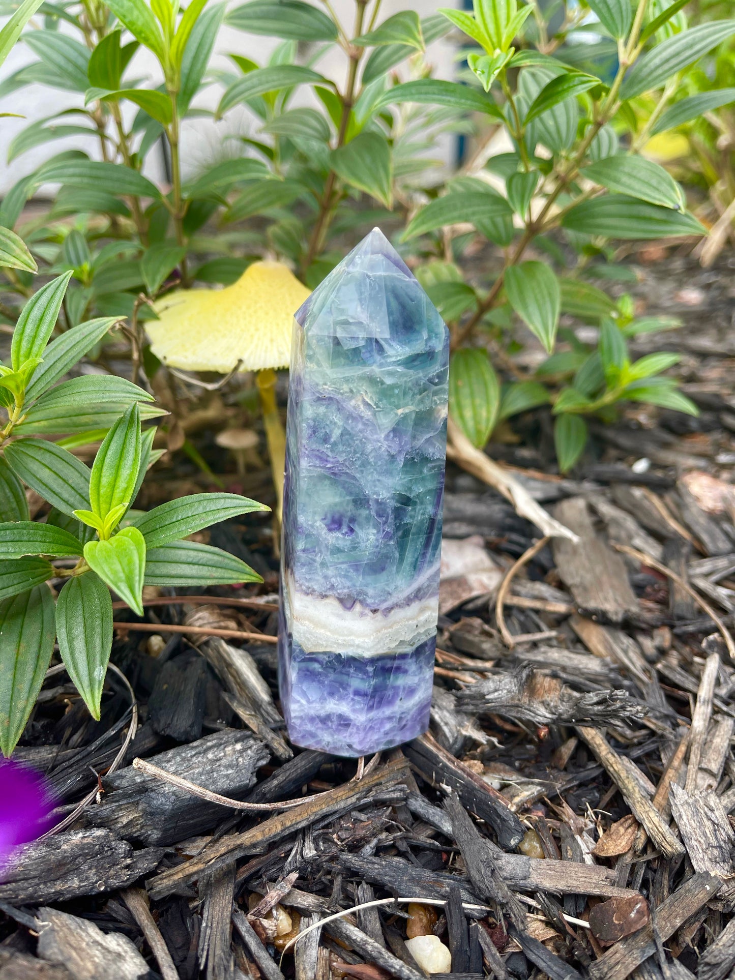 Rainbow Fluorite Tower with Natural Opening, Crystal Magic