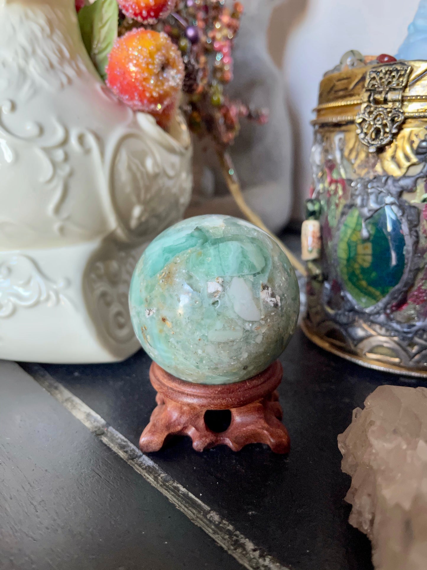 Beautifully Figured Amazonite Sphere, Crystal Magic