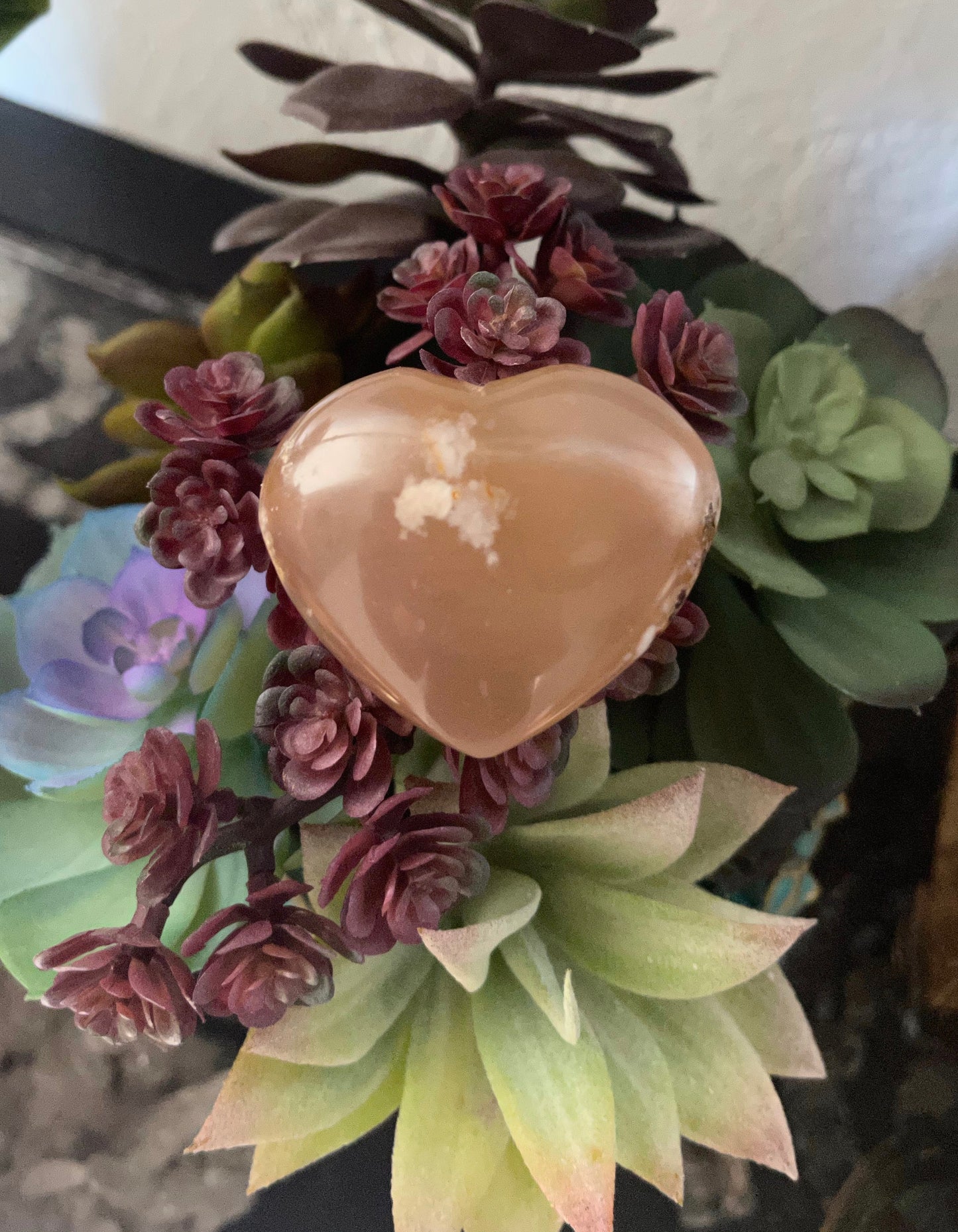 Agate Heart, Cherry Agate Heart, Crystal Magic