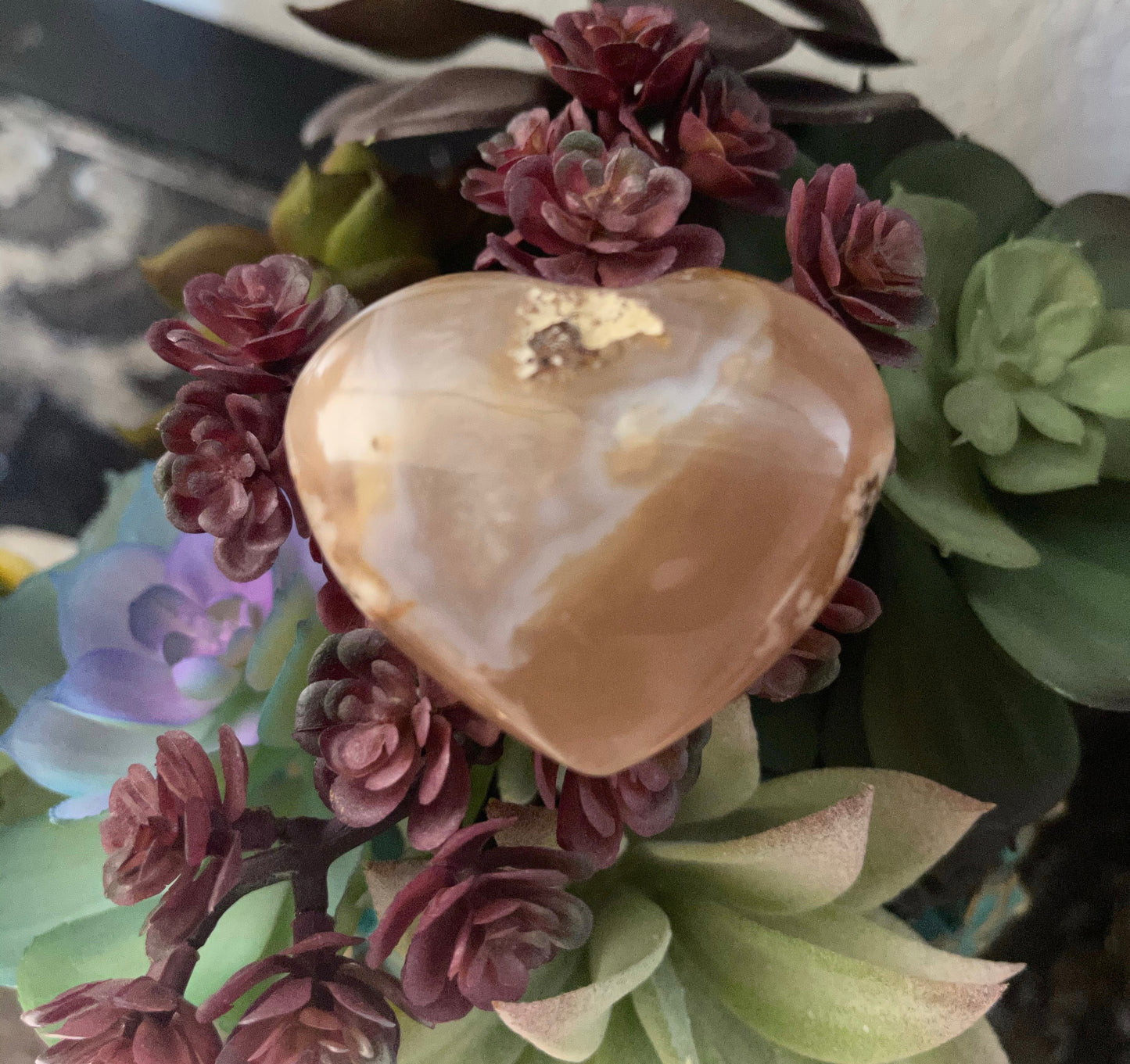 Agate Heart, Cherry Agate Heart, Crystal Magic