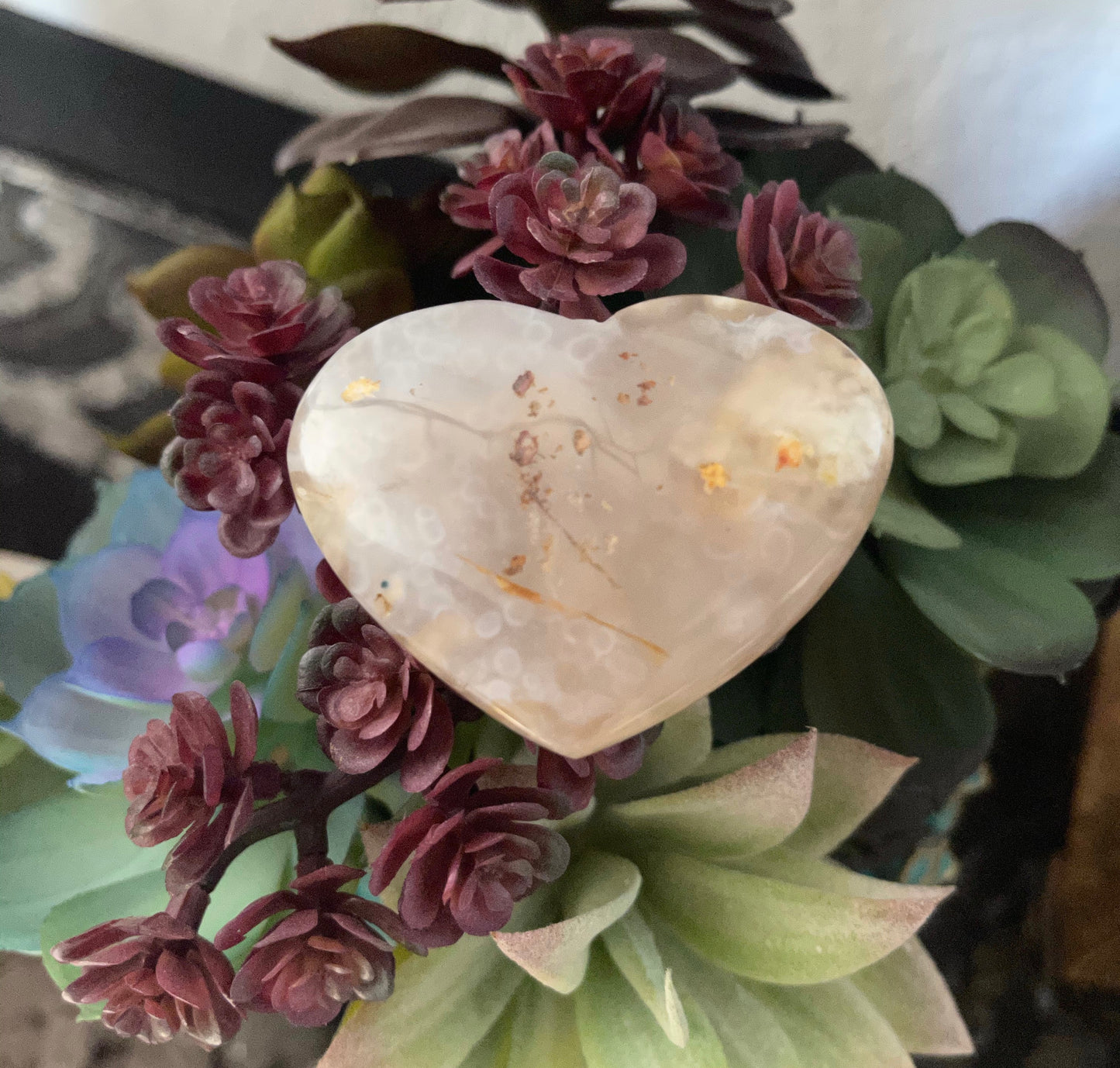 Agate Heart, Cherry Blossom Agate, Crystal Magic