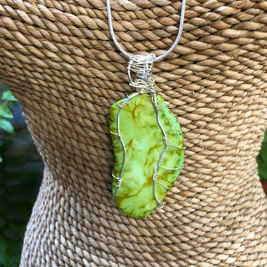 Hand Wire Wrapped Durango Turquoise Slab, Boho Jewelry