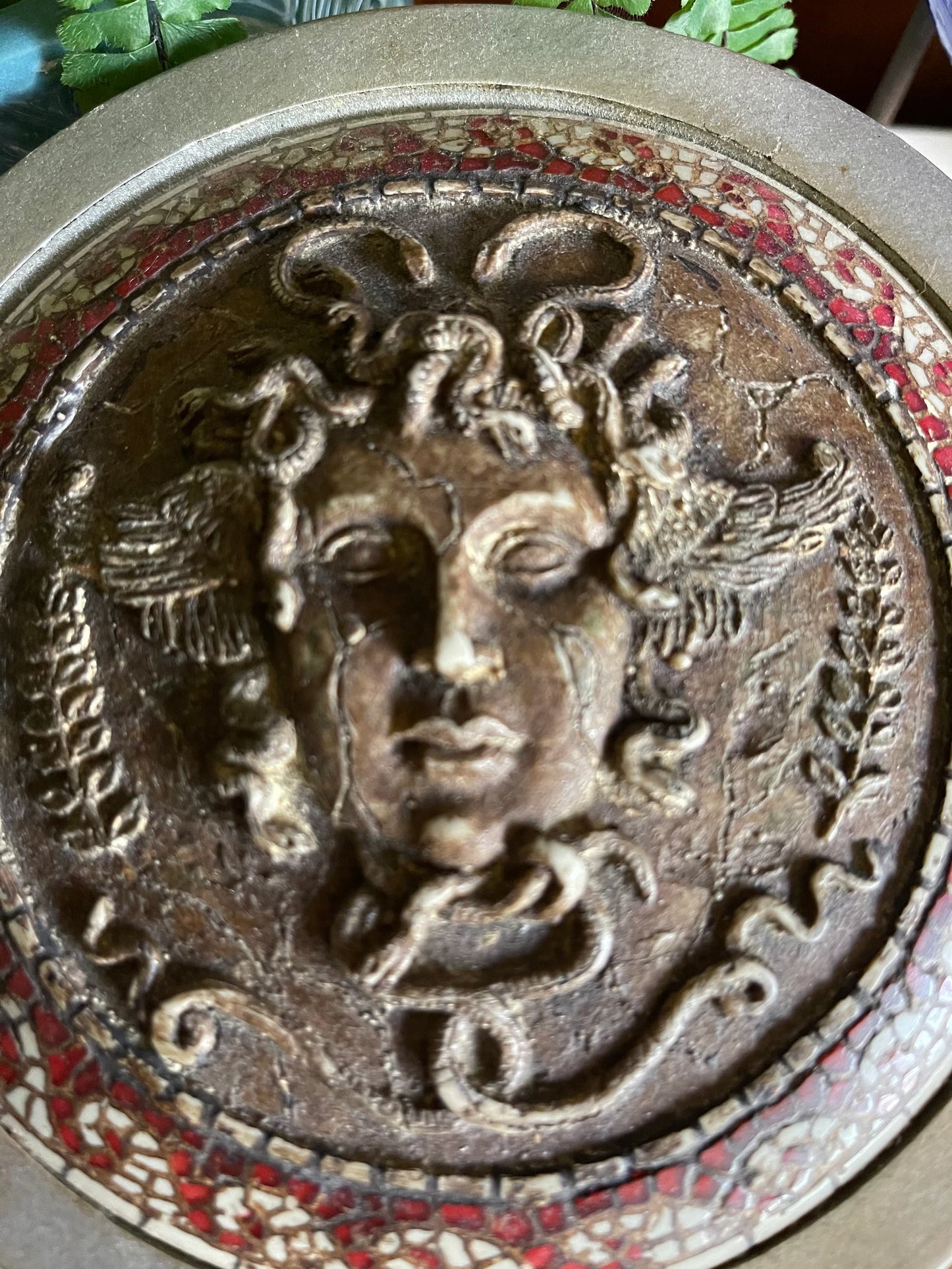 Medusa Head Jar Cover Vintage Glass with Beach Stones, Bodhi Vintage