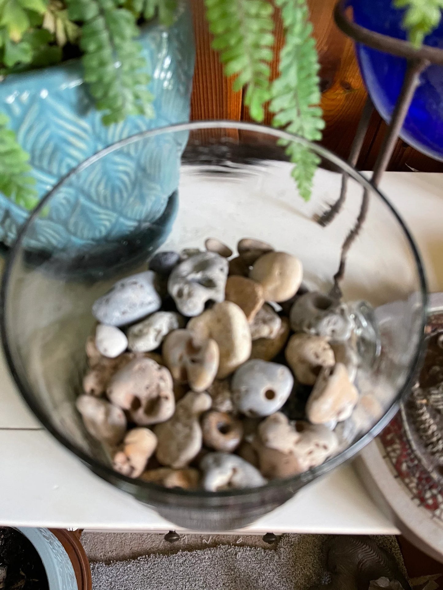 Medusa Head Jar Cover Vintage Glass with Beach Stones, Bodhi Vintage