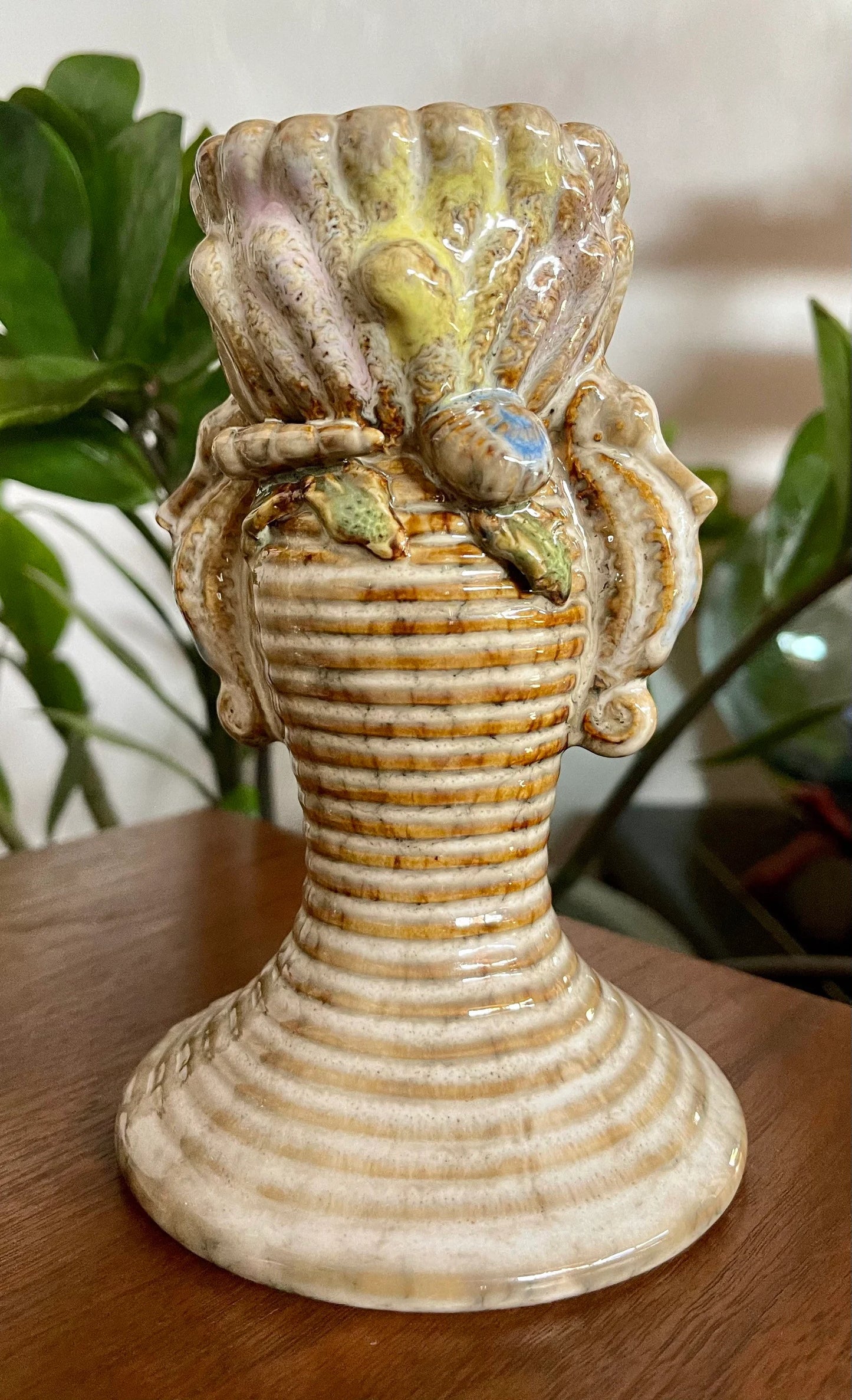 Unique Ceramic Seahorse Candlesticks, Old World Vintage