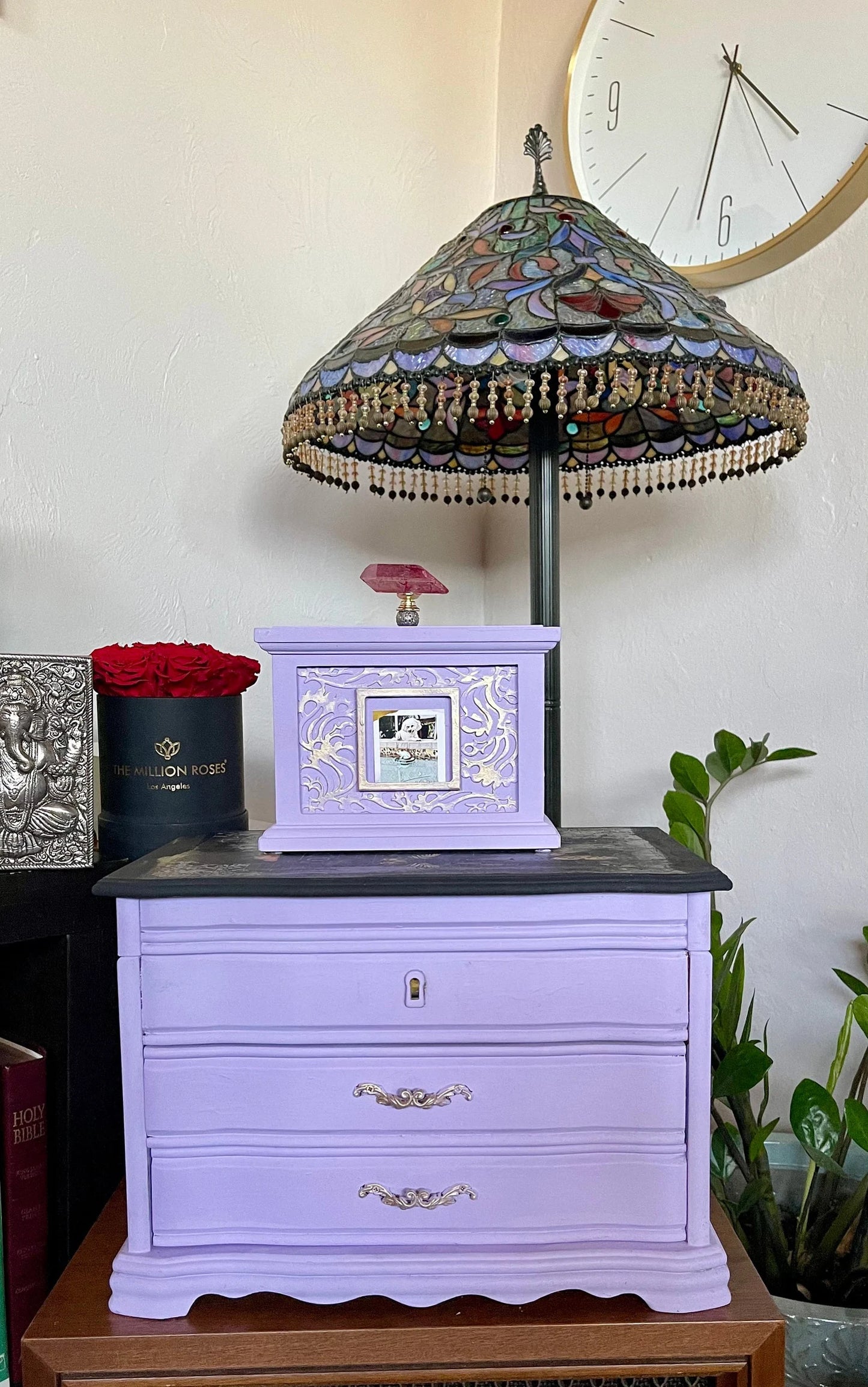 Large Lovecycled Vintage Jewelry Chest, lavender jewelry cabinet, stacking jewelry cabinet, lovecycled vintage cabinet