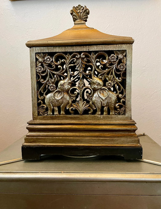 Ornate Elephant Design Box with Lid, Home Decor