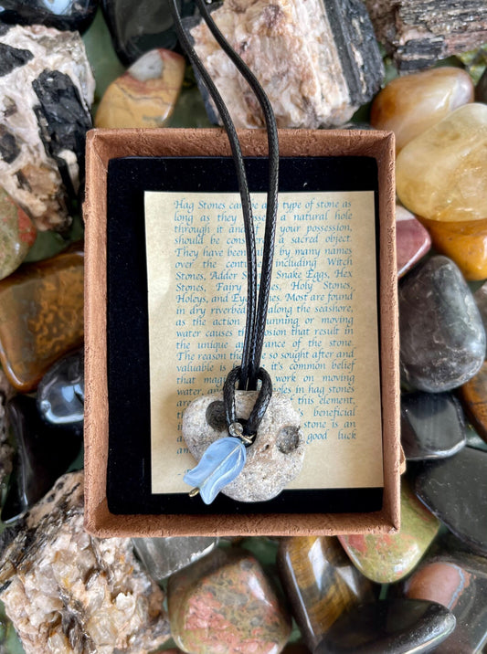 New Mermaid Collection, "Pua", Bodhi Jewelry, hag stone necklace, hag stones, hex stones, fairy stone, mermaid stone