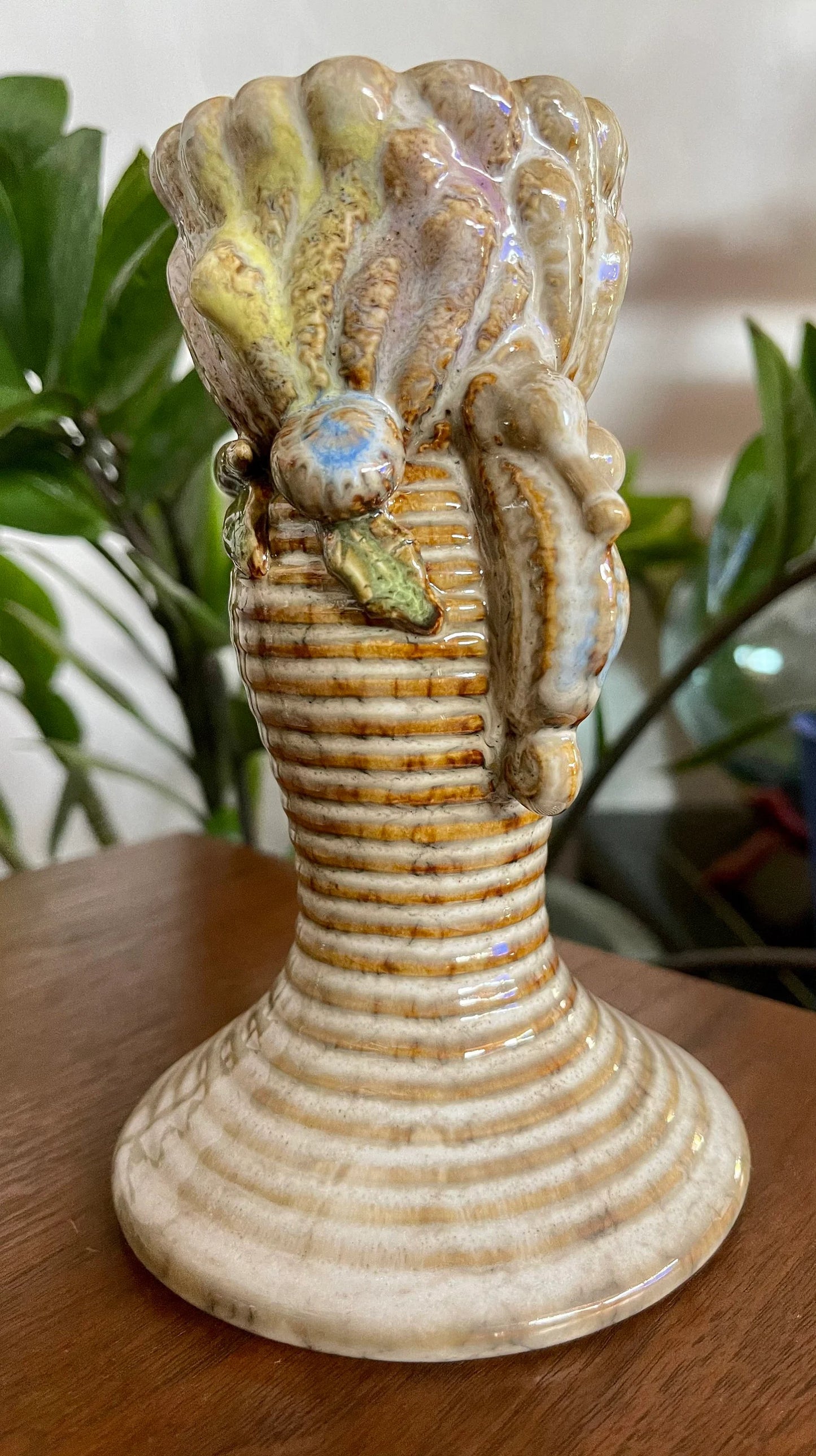 Unique Ceramic Seahorse Candlesticks, Old World Vintage
