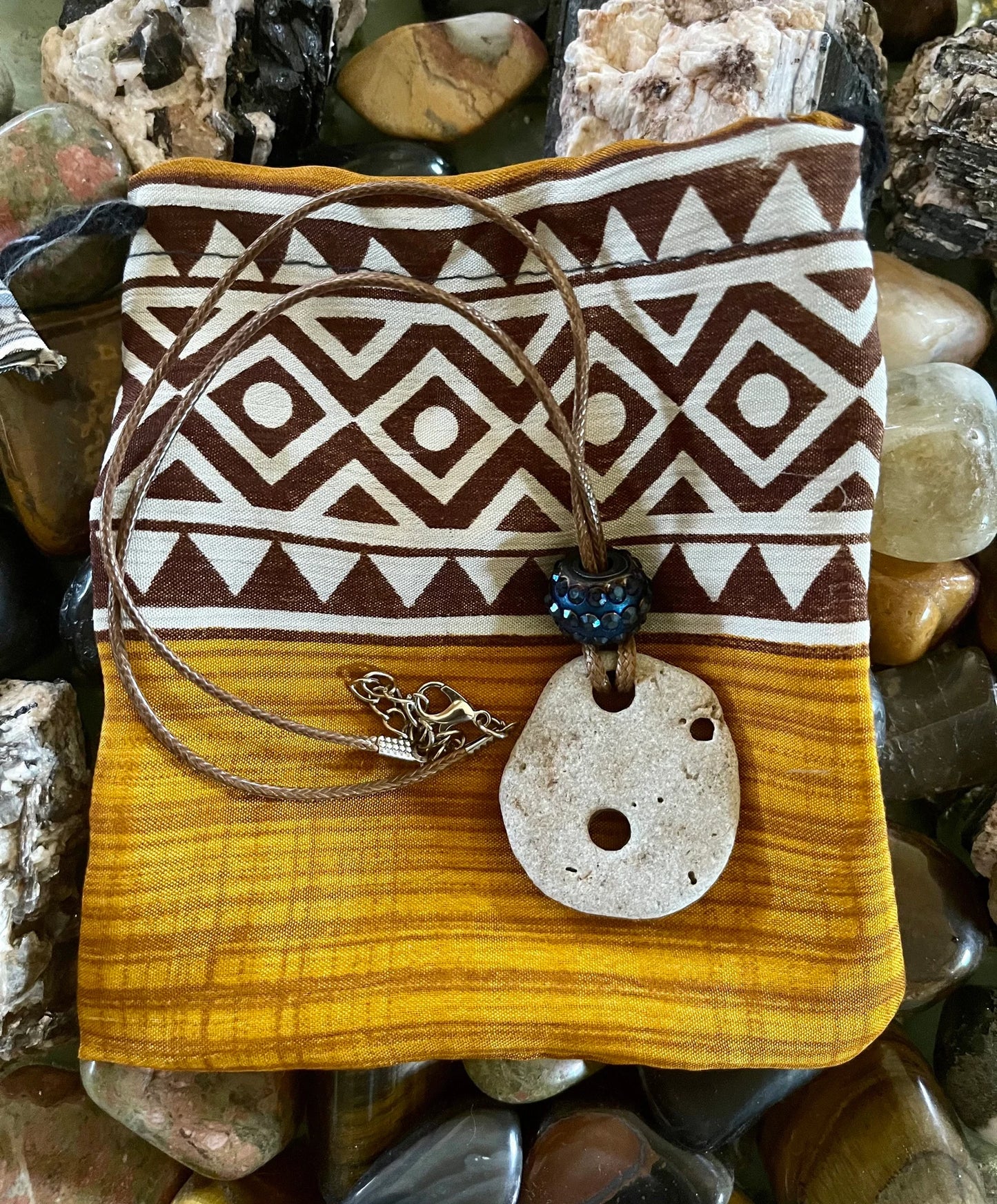 Spirited Bohemian Water Magic Amulet with Silk Pouch, Bodhi Jewelry