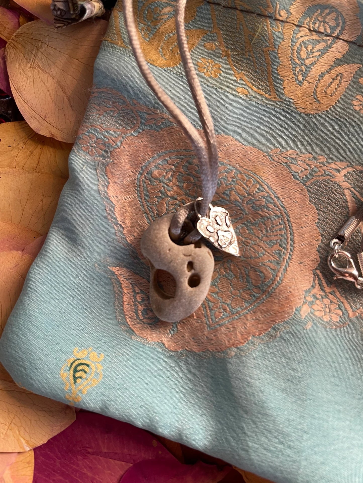 Cat Gift, Dog Gift, Artisan Silver Paw Charm Island Stone Pendant, Bodhi Pets
