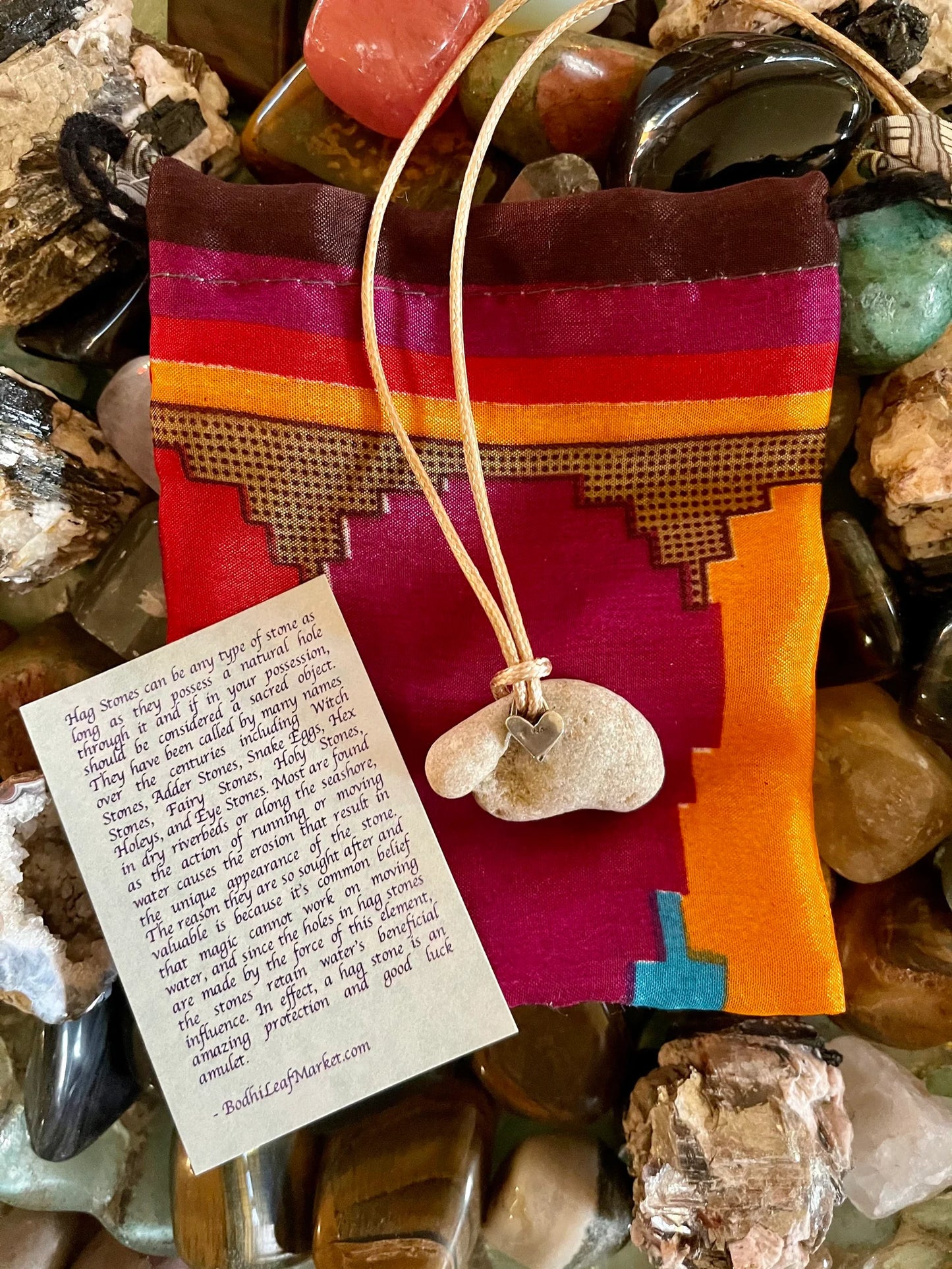 Spirited Bohemian Hag Stone Pendant, Bodhi Jewelry