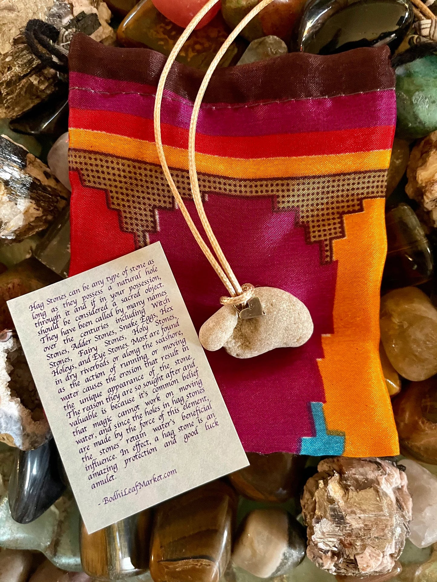 Spirited Bohemian Hag Stone Pendant, Bodhi Jewelry