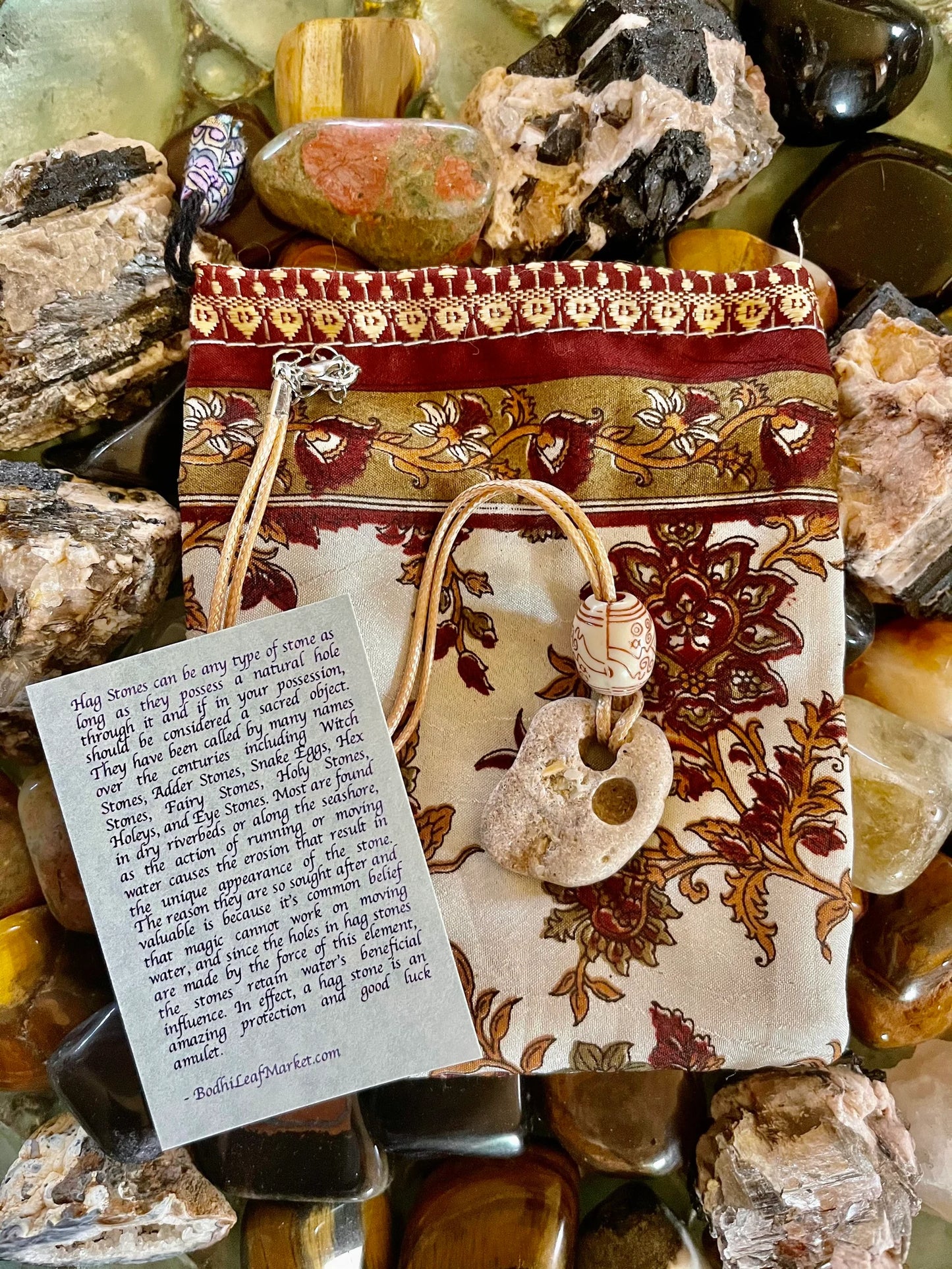 Spirited Bohemian Water Magic Amulet with Hand Crafted Silk Pouch, Bodhi Jewelry