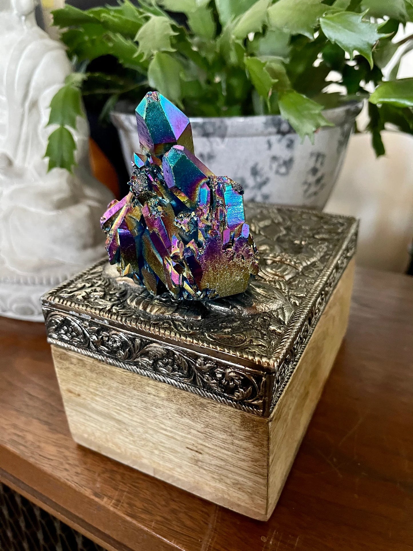 Gorgeous Rainbow Aqua Aura Quartz Crystal Cluster, Crystal Magic