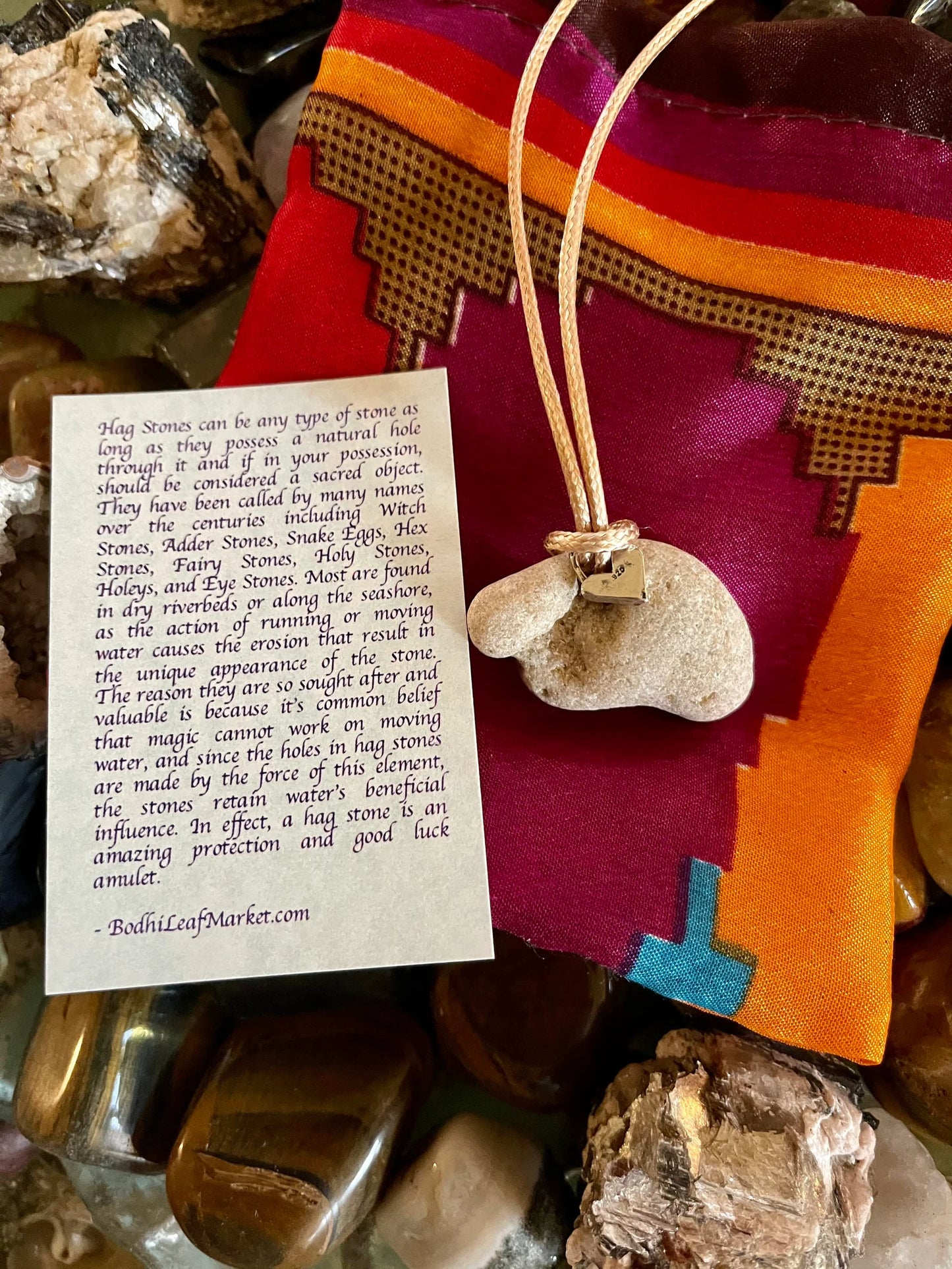 Spirited Bohemian Hag Stone Pendant, Bodhi Jewelry