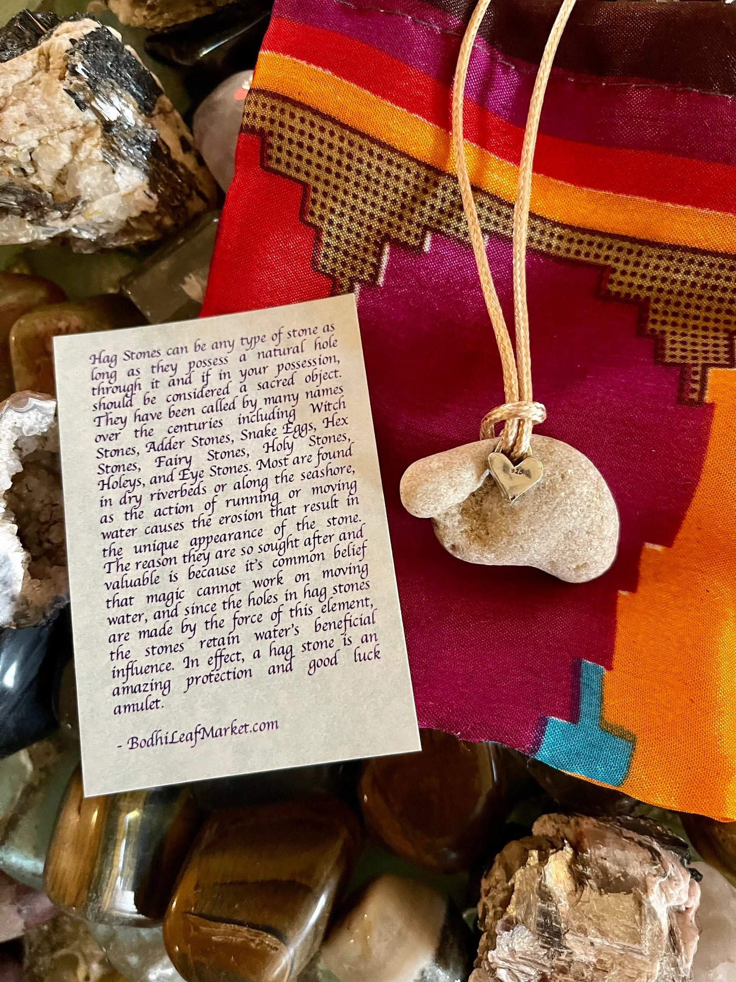 Spirited Bohemian Hag Stone Pendant, Bodhi Jewelry