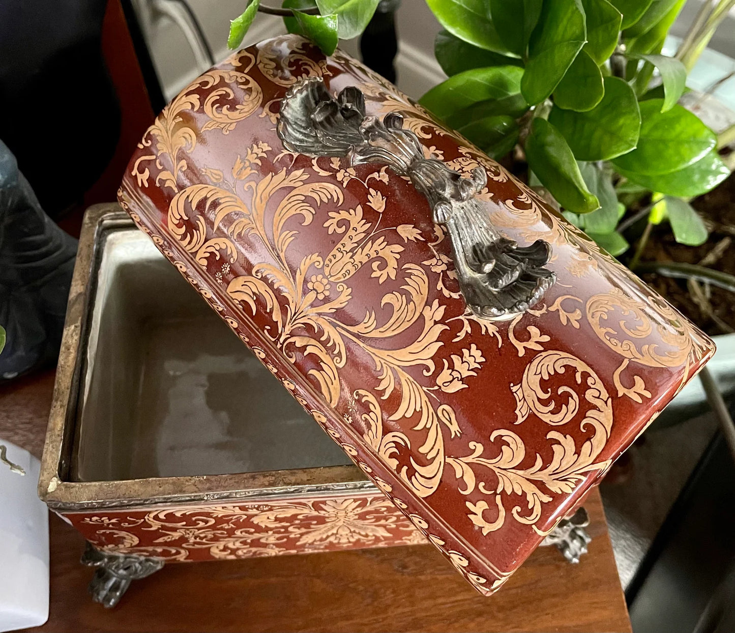 Stunning Footed Ceramic Box, Home Decor
