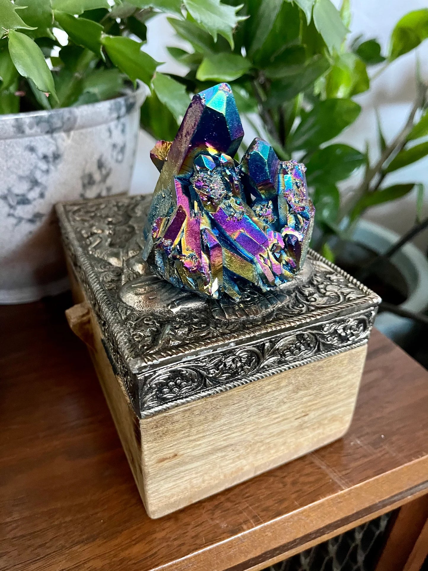 Gorgeous Rainbow Aqua Aura Quartz Crystal Cluster, Crystal Magic