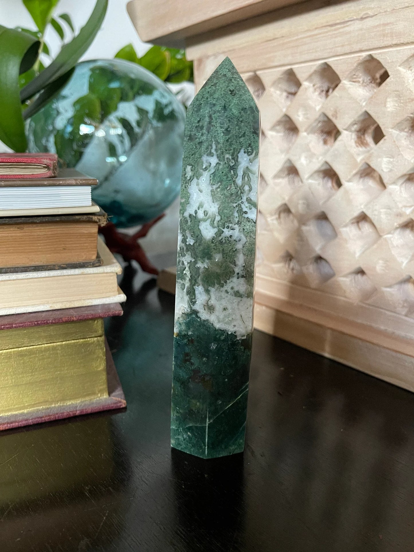 Gorgeous Patterns and Druzy Moss Agate Tower, Bodhi Crystal Magic