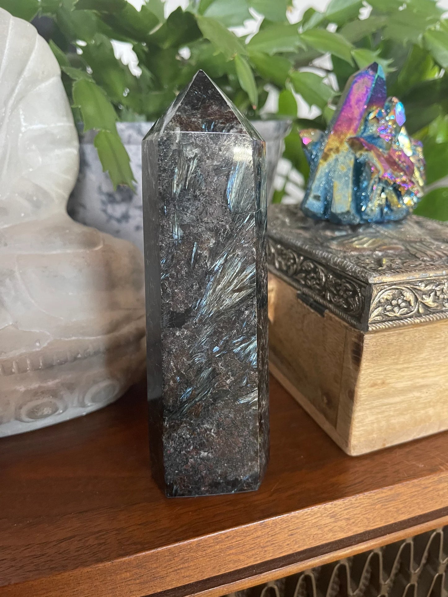 Arfvedsonite Tower, Natural Arfvedsonite, Bodhi Crystals