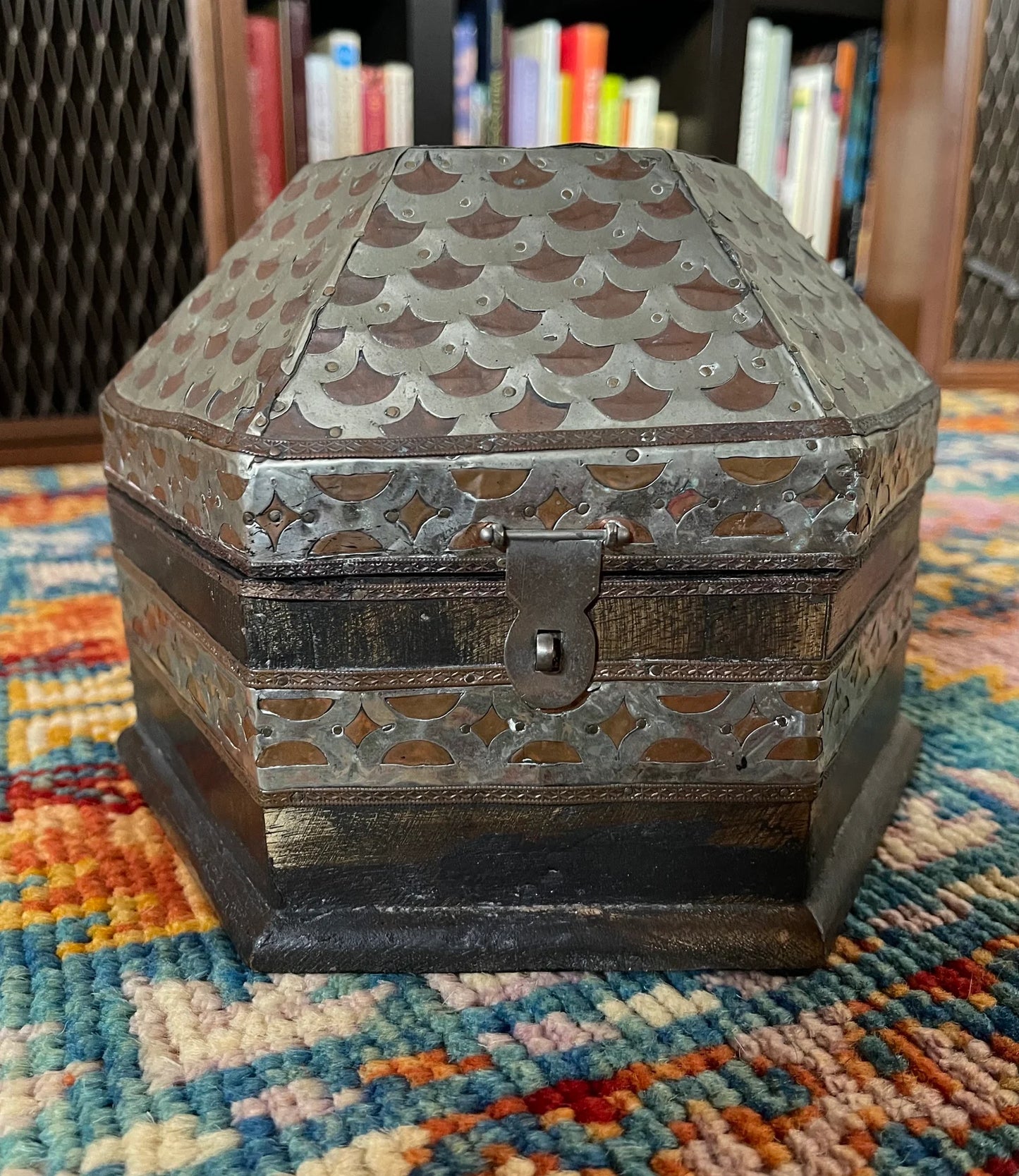 Unique Vintage Hexagon Box, Old World Vintage